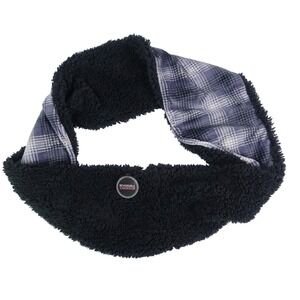 Cuddl Duds Reversible Infinity Scarf Black Sherpa Gray Plaid Velour One Size